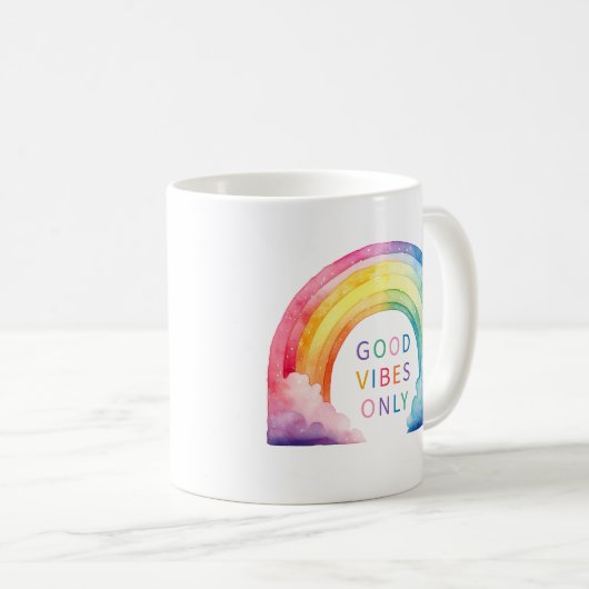 Waterverf regenboog goede vibes alleen koffie Mok (Voorkant rechts)