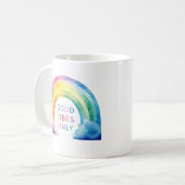 Waterverf regenboog goede vibes alleen koffie Mok (Voorkant links)