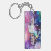 Waterverf regenboog grillige naam sleutelhanger (Voorkant Links)