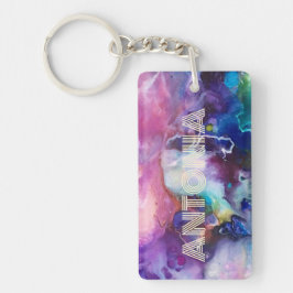 Waterverf regenboog grillige naam sleutelhanger