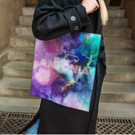 Waterverf regenboog grillige naam tote bag