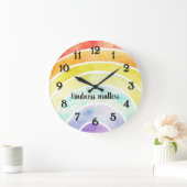 Waterverf regenboog grote klok (Huis)