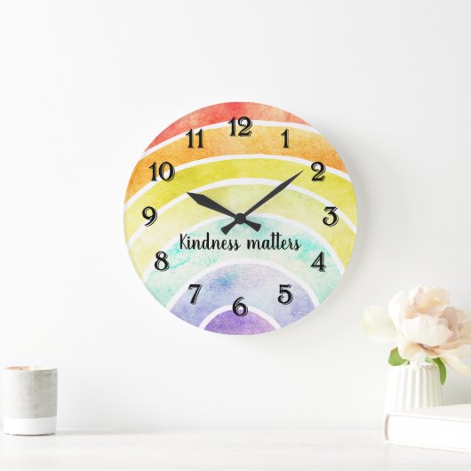 Waterverf regenboog grote klok (Huis)