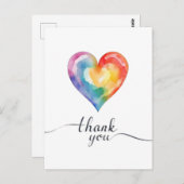 Waterverf Regenboog Hart Bedankkaart Briefkaart (Voorkant / Achterkant)