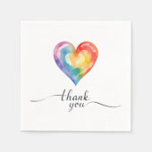 Waterverf Regenboog Hart Bedankt servetten (Voorkant)