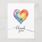 Waterverf Regenboog Hart Dank u kaart (Voorkant)