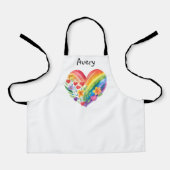Waterverf Regenboog Hart Gepersonaliseerd Schort (Voorkant)
