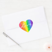 Waterverf regenboog hart sticker (Envelop)