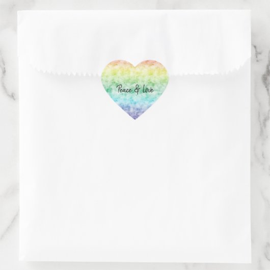 Waterverf regenboog   hart sticker (Tas)