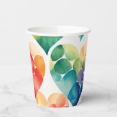 Waterverf regenboog hartenpatroon. Valentijnsdag Papieren Bekers (Links)