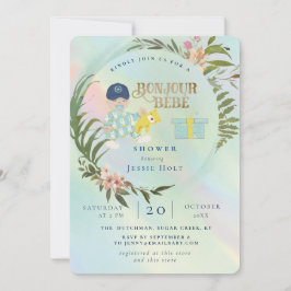 Waterverf Regenboog Holograf Bonjour Jongen Baby Kaart