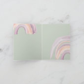 Waterverf regenboog in groen, roze, koraal Dank je Kaart (Binnen)