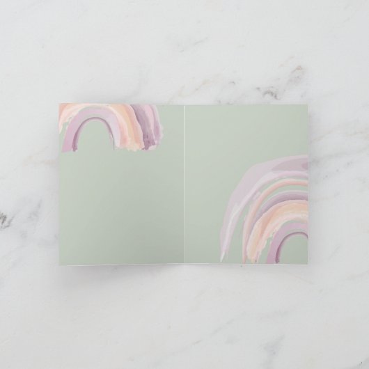 Waterverf regenboog in groen, roze, koraal Dank je Kaart (Binnen)