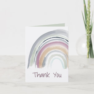 Waterverf regenboog in groen, roze, koraal Dank je Kaart