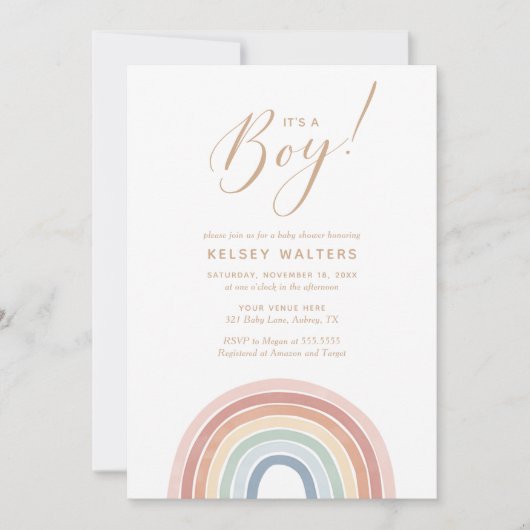 Waterverf regenboog is een Baby shower Kaart (Voorkant)