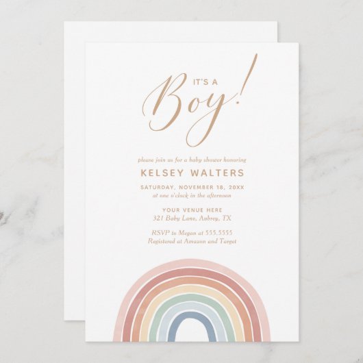 Waterverf regenboog is een Baby shower Kaart (Voorkant / Achterkant)