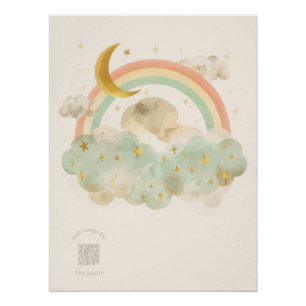 Waterverf Regenboog Kinderkamer Muurkunst Wiegel Perfect Poster