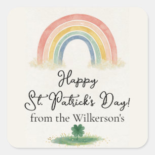 Waterverf Regenboog & Klaver St. Patrick's Dag  Vierkante Sticker