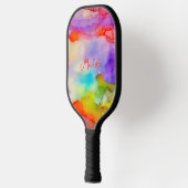 Waterverf regenboog kleuren gepersonaliseerde kuns pickleball paddle (Links)