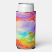 Waterverf regenboog kleuren gepersonaliseerde kuns seltzer blikjeskoeler (Seltzer Achterkant)