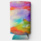 Waterverf regenboog kleuren gepersonaliseerde kuns seltzer blikjeskoeler (Achterkant)