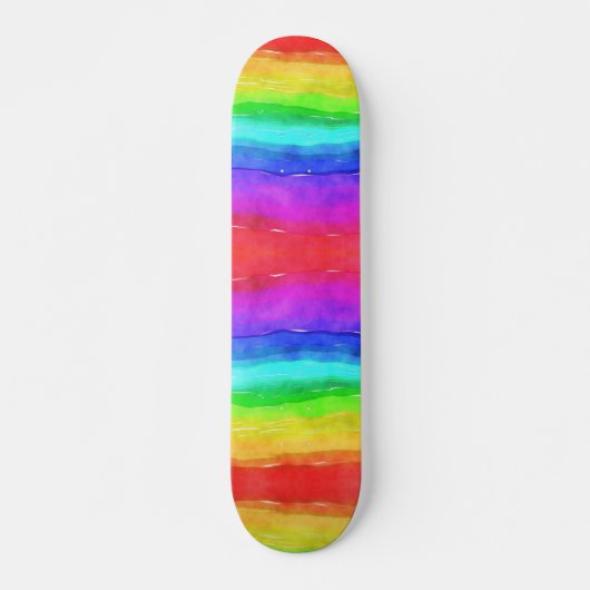 Waterverf regenboog kleurig persoonlijk skateboard (Voorkant)