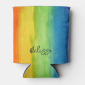 Waterverf Regenboog kleurrijk Aangepast Modern Blikjeskoeler (Voorkant)