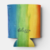 Waterverf Regenboog kleurrijk Aangepast Modern Blikjeskoeler (Achterkant)
