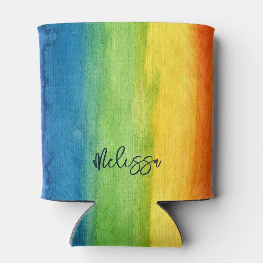 Waterverf Regenboog kleurrijk Aangepast Modern Blikjeskoeler (Achterkant)