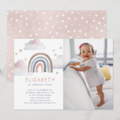 Waterverf Regenboog Meisje Eerste Verjaardagsfeest Kaart (Voorkant / Achterkant)