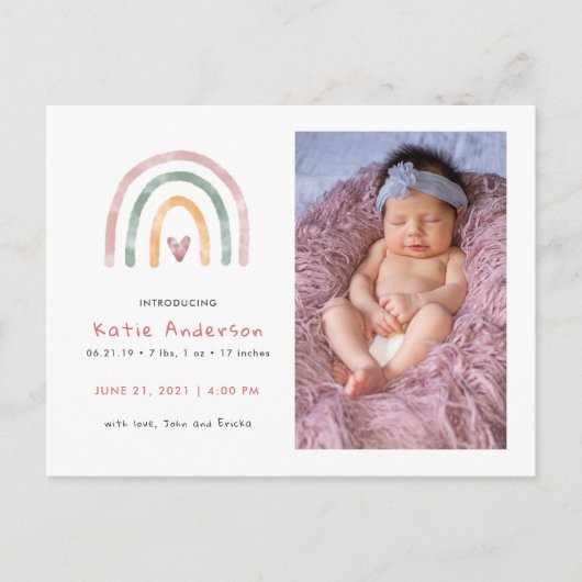 Waterverf Regenboog met aankondiging hartslag (Voorkant)