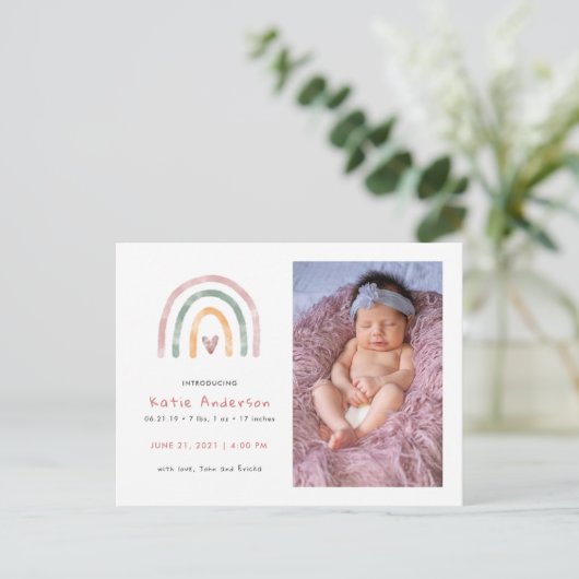 Waterverf Regenboog met aankondiging hartslag (Staand voorkant)