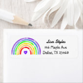 Waterverf regenboog met hart etiket (Insitu)