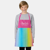 Waterverf regenboog met roze riemen | Naam Schort (Gedragen)