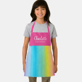 Waterverf regenboog met roze riemen | Naam Schort (Insitu)