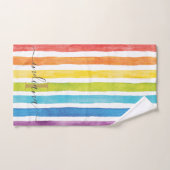 Waterverf Regenboog Monogram Strepen Gepersonalise Handdoek (Handdoek)