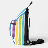 Waterverf Regenboog Monogram Strepen Gepersonalise Sling Bag (Rechts)