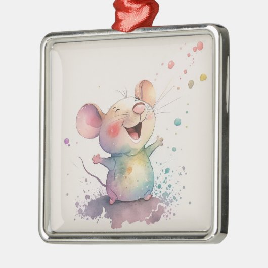 Waterverf regenboog muis kerstversiering metalen ornament (Links)