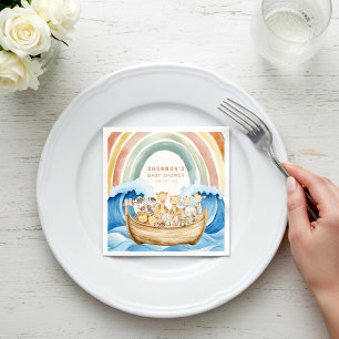 Waterverf Regenboog Noachs Ark Dieren Baby Shower Servet
