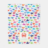 Waterverf regenboog onder Zee krab gepersonaliseer Fleece Deken (Voorkant)