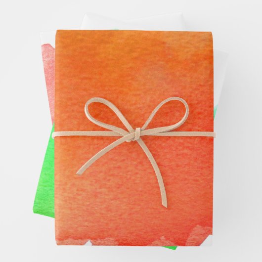 Waterverf regenboog oranje rood en groen inpakpapier vel (In situ)