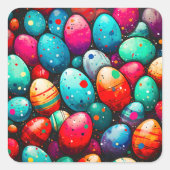 Waterverf regenboog paaseieren vierkante sticker (Voorkant)