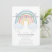 Waterverf regenboog pastel baby sprinkle kaart (Staand voorkant)