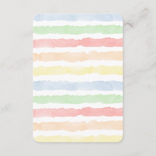 Waterverf regenboog pastel display douche informatiekaartje (Achterkant)