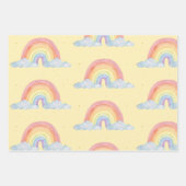 Waterverf regenboog pastel kleur verjaardagsfeestj inpakpapier vel (Voorkant 3)