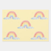 Waterverf regenboog pastel kleur verjaardagsfeestj inpakpapier vel (Voorkant 2)