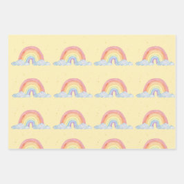 Waterverf regenboog pastel kleur verjaardagsfeestj inpakpapier vel