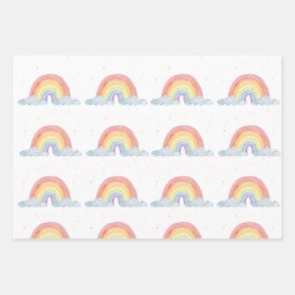 Waterverf regenboog pastel kleur verjaardagsfeestj inpakpapier vel