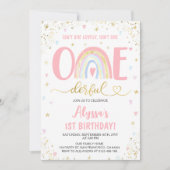 Waterverf regenboog pastel meisje 1e verjaardagsfe kaart (Voorkant)