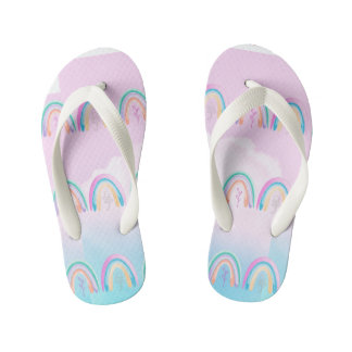 Waterverf regenboog Pastel Roze en blauw Kinder Teenslippers
